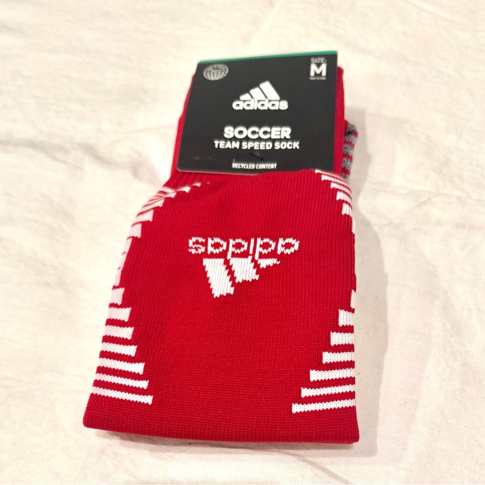 Adidas Red and White Soccer Speed Socks